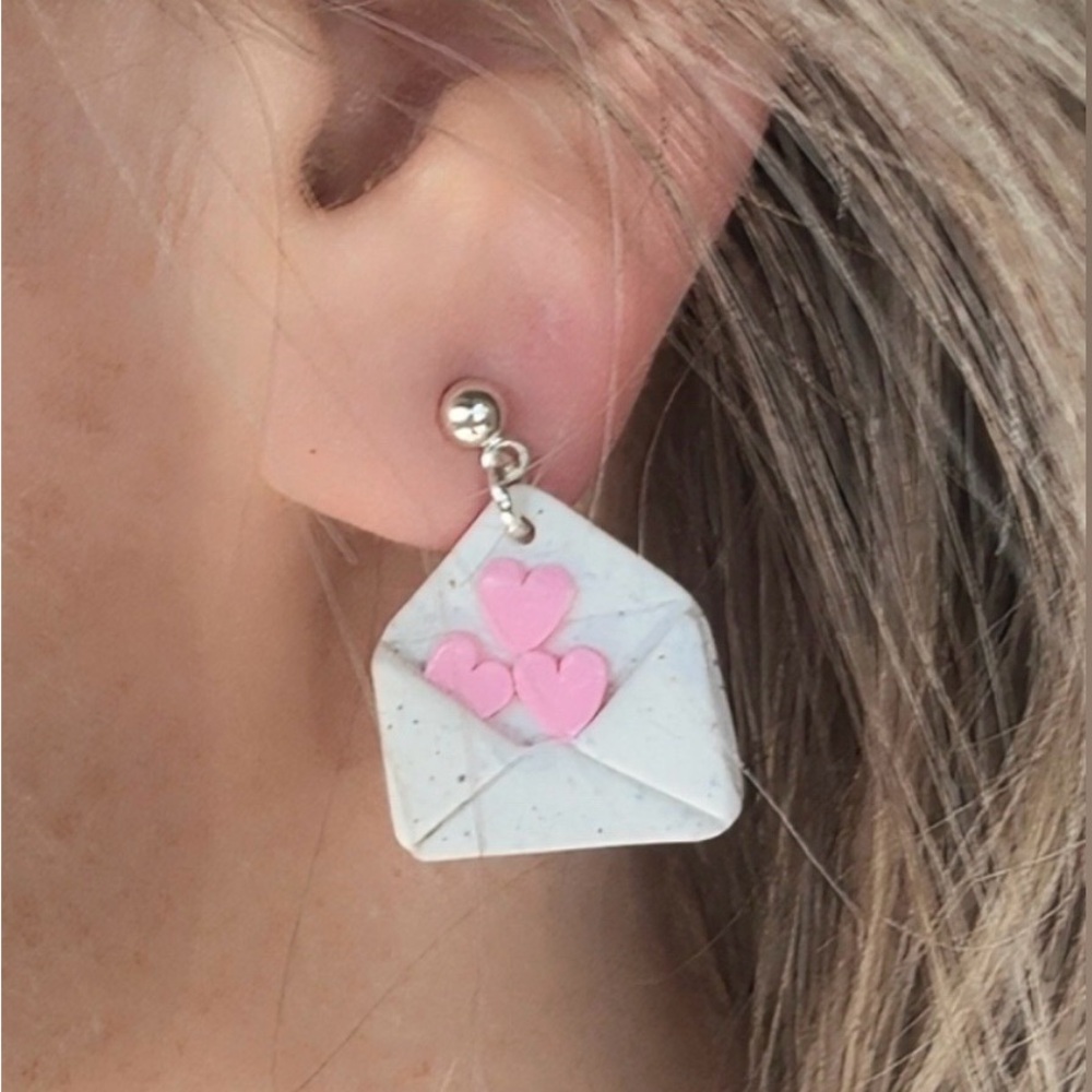Envelope Earrings | Pink Heart Love Letter Dangles